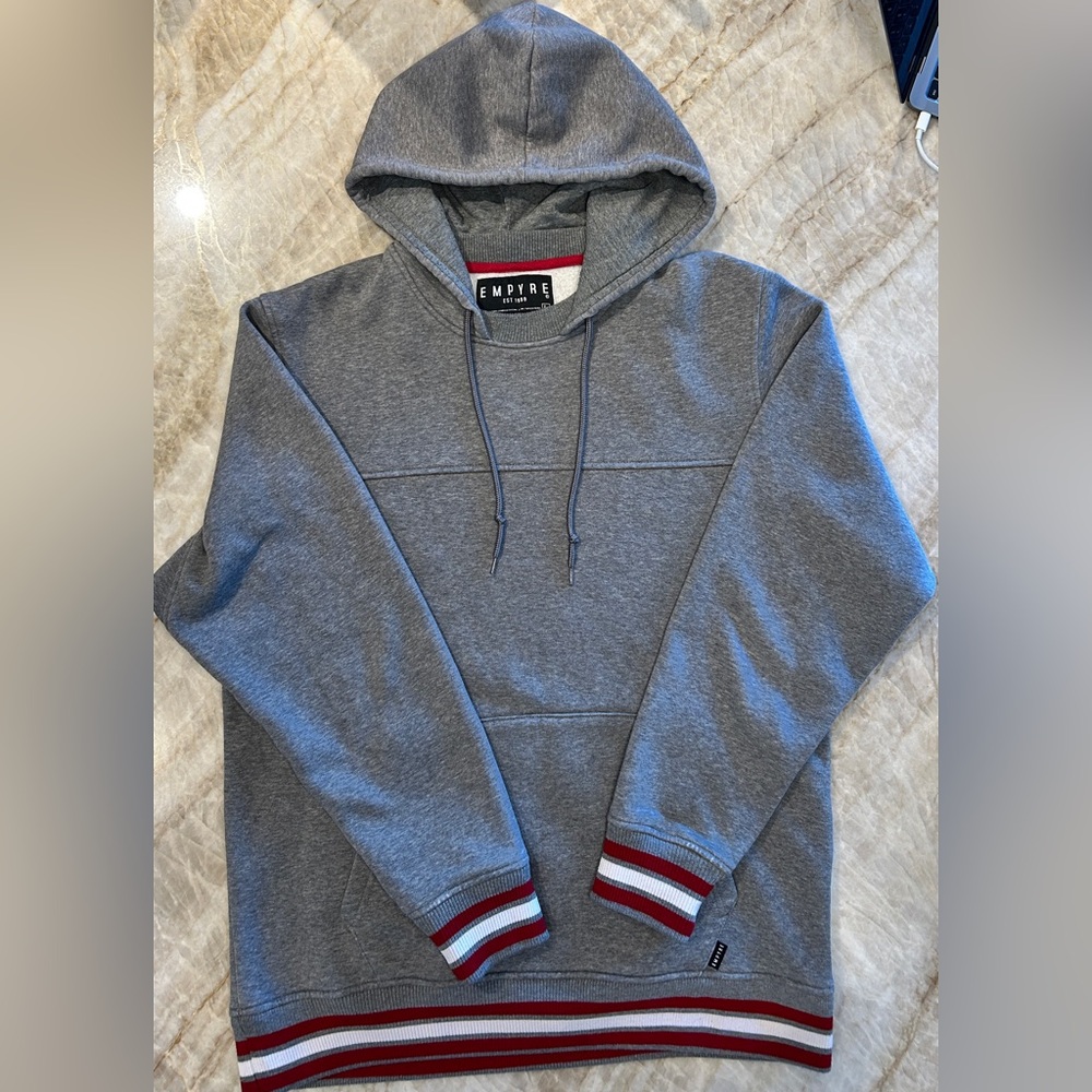 Vintage Empyre Hoodie Grey Red & White Trim | Size L | Quality Streetwear